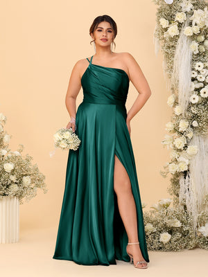 A-Line/Princess Spaghetti Straps Sleeveless Plus Size Bridesmaid Dresses With Split Side