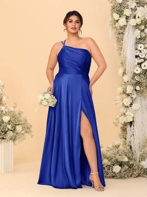 A-Line/Princess Spaghetti Straps Sleeveless Plus Size Bridesmaid Dresses With Split Side