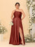 A-Line/Princess Spaghetti Straps Sleeveless Plus Size Bridesmaid Dresses With Split Side