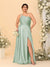 A-Line/Princess Spaghetti Straps Sleeveless Plus Size Bridesmaid Dresses With Split Side