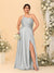 A-Line/Princess Spaghetti Straps Sleeveless Plus Size Bridesmaid Dresses With Split Side