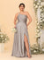 A-Line/Princess Spaghetti Straps Sleeveless Plus Size Bridesmaid Dresses With Split Side