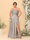 A-Line/Princess Spaghetti Straps Sleeveless Plus Size Bridesmaid Dresses With Split Side