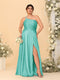 A-Line/Princess Spaghetti Straps Sleeveless Plus Size Bridesmaid Dresses With Split Side