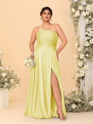 A-Line/Princess Spaghetti Straps Sleeveless Plus Size Bridesmaid Dresses With Split Side