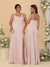 Sheath/Column Spaghetti Straps Cowl Neck Sleeveless Bridesmaid Dresses With Split Side