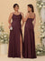 Sheath/Column Spaghetti Straps Cowl Neck Sleeveless Bridesmaid Dresses With Split Side