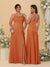 Sheath/Column Spaghetti Straps Cowl Neck Sleeveless Bridesmaid Dresses With Split Side