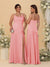 Sheath/Column Spaghetti Straps Cowl Neck Sleeveless Bridesmaid Dresses With Split Side