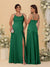 Sheath/Column Spaghetti Straps Cowl Neck Sleeveless Bridesmaid Dresses With Split Side
