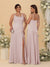 Sheath/Column Spaghetti Straps Cowl Neck Sleeveless Bridesmaid Dresses With Split Side