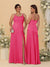 Sheath/Column Spaghetti Straps Cowl Neck Sleeveless Bridesmaid Dresses With Split Side