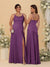 Sheath/Column Spaghetti Straps Cowl Neck Sleeveless Bridesmaid Dresses With Split Side