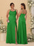 Sheath/Column Spaghetti Straps Cowl Neck Sleeveless Bridesmaid Dresses With Split Side