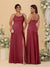 Sheath/Column Spaghetti Straps Cowl Neck Sleeveless Bridesmaid Dresses With Split Side