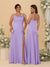 Sheath/Column Spaghetti Straps Cowl Neck Sleeveless Bridesmaid Dresses With Split Side