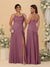 Sheath/Column Spaghetti Straps Cowl Neck Sleeveless Bridesmaid Dresses With Split Side