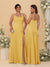 Sheath/Column Spaghetti Straps Cowl Neck Sleeveless Bridesmaid Dresses With Split Side