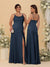 Sheath/Column Spaghetti Straps Cowl Neck Sleeveless Bridesmaid Dresses With Split Side