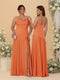 Sheath/Column Spaghetti Straps Cowl Neck Sleeveless Bridesmaid Dresses With Split Side