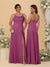 Sheath/Column Spaghetti Straps Cowl Neck Sleeveless Bridesmaid Dresses With Split Side