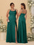 Sheath/Column Spaghetti Straps Cowl Neck Sleeveless Bridesmaid Dresses With Split Side