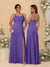 Sheath/Column Spaghetti Straps Cowl Neck Sleeveless Bridesmaid Dresses With Split Side