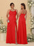 Sheath/Column Spaghetti Straps Cowl Neck Sleeveless Bridesmaid Dresses With Split Side