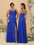 Sheath/Column Spaghetti Straps Cowl Neck Sleeveless Bridesmaid Dresses With Split Side