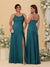 Sheath/Column Spaghetti Straps Cowl Neck Sleeveless Bridesmaid Dresses With Split Side