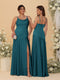 Sheath/Column Spaghetti Straps Cowl Neck Sleeveless Bridesmaid Dresses With Split Side