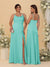 Sheath/Column Spaghetti Straps Cowl Neck Sleeveless Bridesmaid Dresses With Split Side