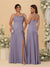 Sheath/Column Spaghetti Straps Cowl Neck Sleeveless Bridesmaid Dresses With Split Side