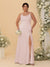 Sheath/Column Spaghetti Straps Cowl Neck Sleeveless Plus Size Bridesmaid Dresses With Split Side