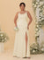 Sheath/Column Spaghetti Straps Cowl Neck Sleeveless Plus Size Bridesmaid Dresses With Split Side