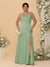 Sheath/Column Spaghetti Straps Cowl Neck Sleeveless Plus Size Bridesmaid Dresses With Split Side