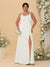 Sheath/Column Spaghetti Straps Cowl Neck Sleeveless Plus Size Bridesmaid Dresses With Split Side