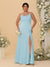 Sheath/Column Spaghetti Straps Cowl Neck Sleeveless Plus Size Bridesmaid Dresses With Split Side