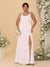 Sheath/Column Spaghetti Straps Cowl Neck Sleeveless Plus Size Bridesmaid Dresses With Split Side