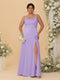 Sheath/Column Spaghetti Straps Cowl Neck Sleeveless Plus Size Bridesmaid Dresses With Split Side