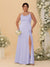 Sheath/Column Spaghetti Straps Cowl Neck Sleeveless Plus Size Bridesmaid Dresses With Split Side