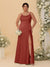 Sheath/Column Spaghetti Straps Cowl Neck Sleeveless Plus Size Bridesmaid Dresses With Split Side