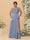 Sheath/Column Spaghetti Straps Cowl Neck Sleeveless Plus Size Bridesmaid Dresses With Split Side