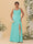 Sheath/Column Spaghetti Straps Cowl Neck Sleeveless Plus Size Bridesmaid Dresses With Split Side