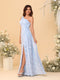 Sheath/Column One-Shoulder Sleeveless Floor-Length Bridesmaid Dresses With Split Side & Sash