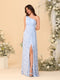 Sheath/Column One-Shoulder Sleeveless Floor-Length Bridesmaid Dresses With Split Side & Sash