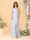 Sheath/Column One-Shoulder Sleeveless Floor-Length Bridesmaid Dresses With Split Side & Sash