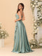 A-Line/Princess Spaghetti Straps Sleeveless Sweep Train Bridesmaid Dresses With Split Side