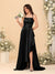 A-Line/Princess Spaghetti Straps Sleeveless Sweep Train Bridesmaid Dresses With Split Side