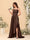 A-Line/Princess Spaghetti Straps Sleeveless Sweep Train Bridesmaid Dresses With Split Side